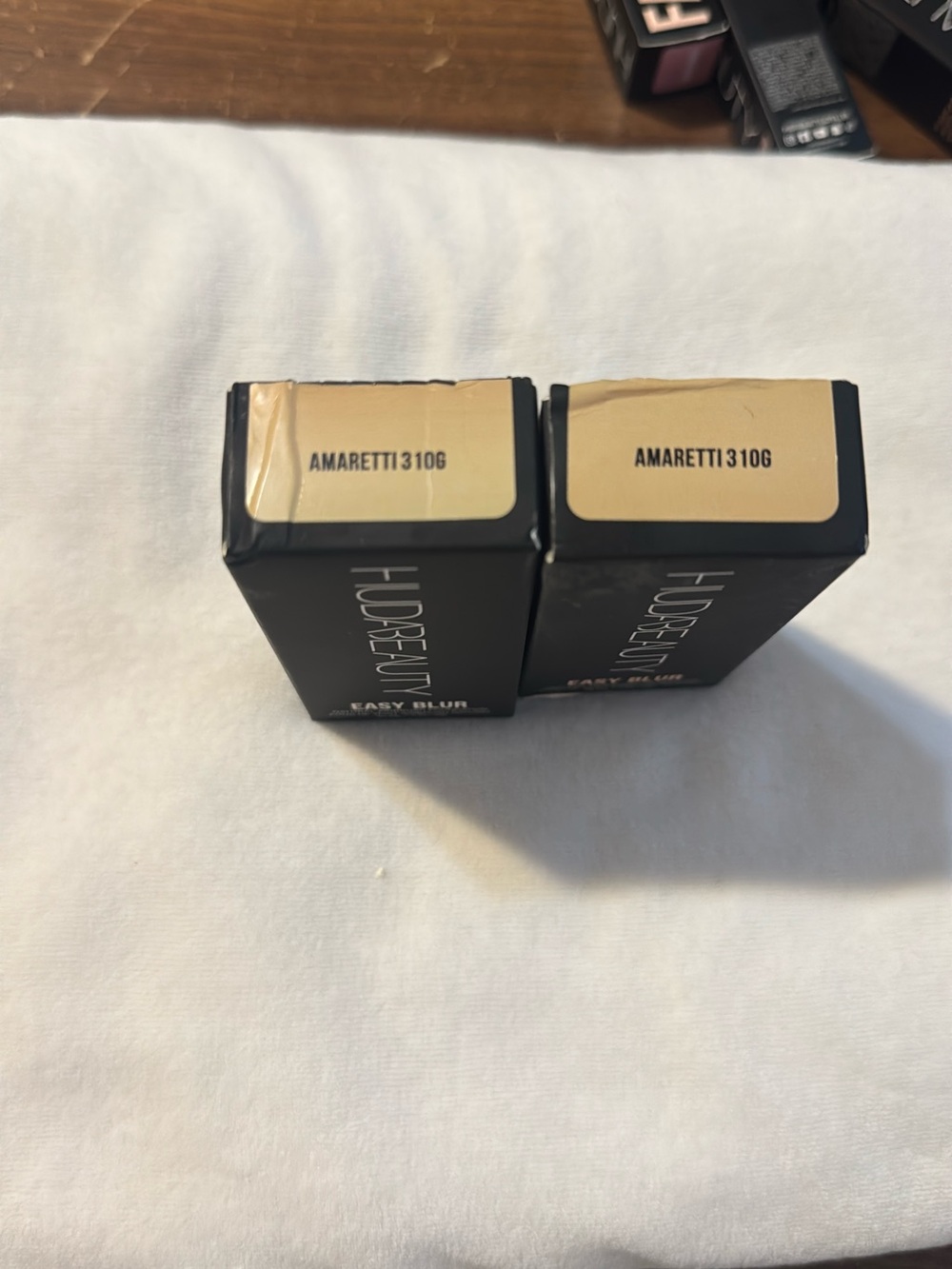 Makeup boxes on fabric